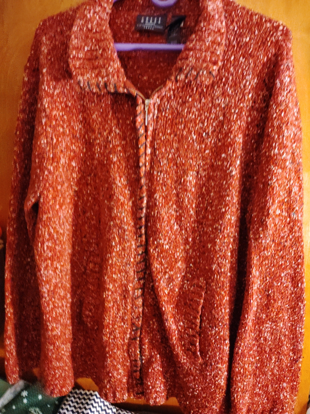 3X Liz Claiborne Textured Zip-Front Sweater